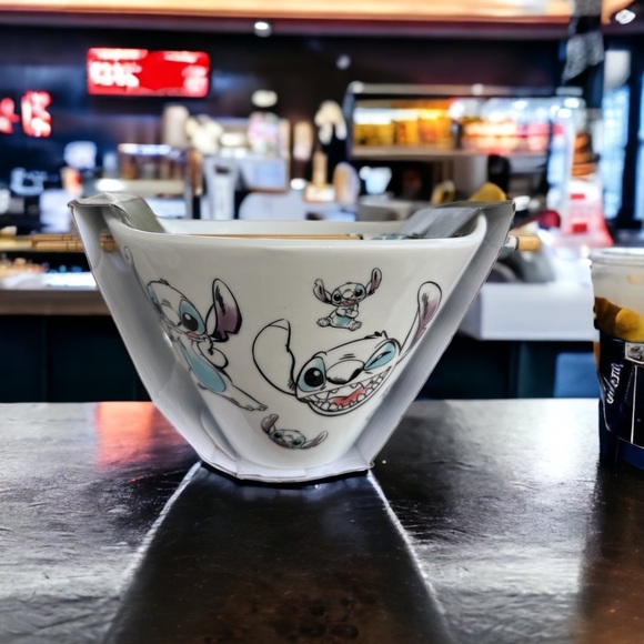 New Disney Lilo Stitch Ramen Noodle Pasta Bowl Chopsticks Gift Set Ohana Family. - Picture 1 of 5